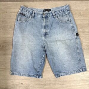 FUBU Denim Shorts Mens 40 Blue Carpenter Baggy The Collection Hip Hop Y2K